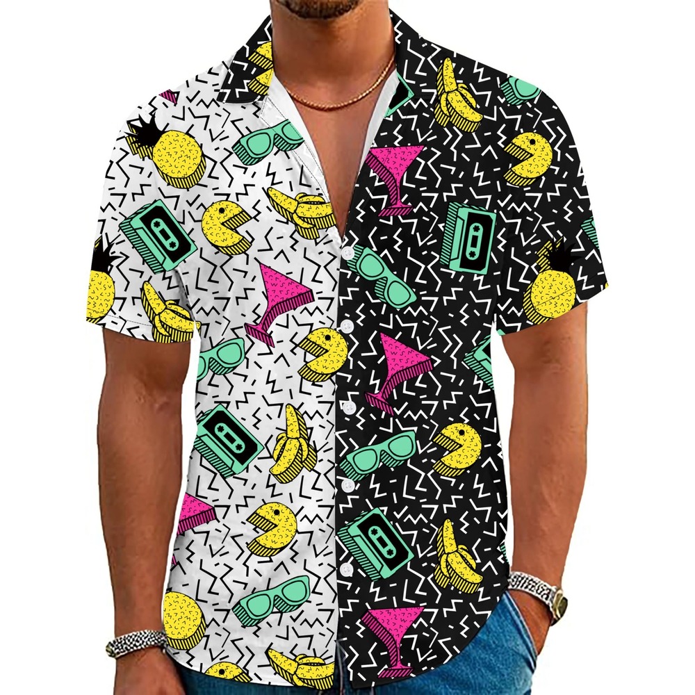 NWT YZMI Unisex 80s 90s Retro Disco Party Button Down Shirt Medium
